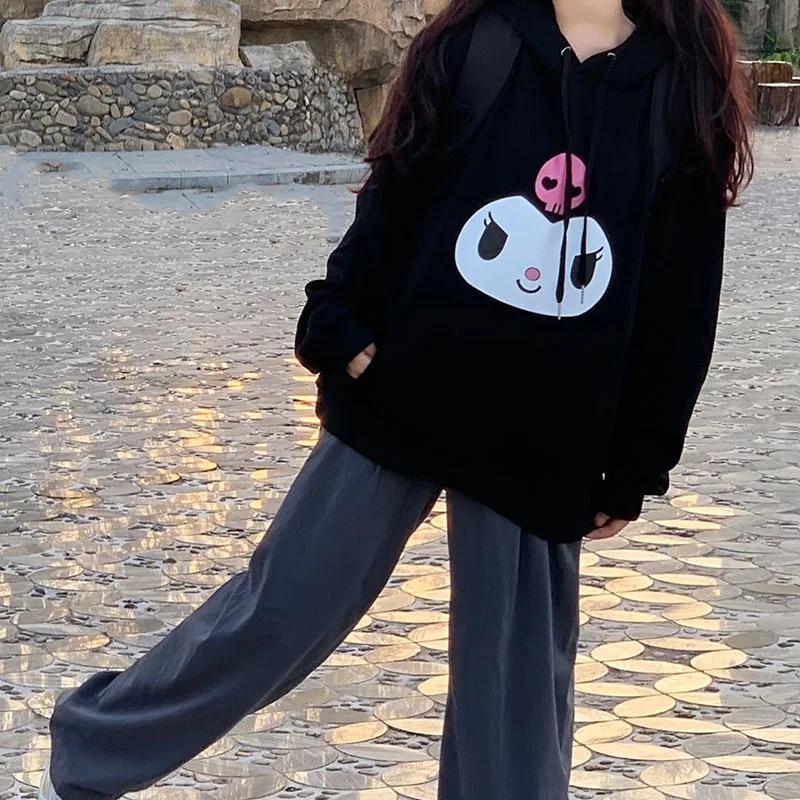 

2022 Kawaii Sanrio Hoodie Cartoon Autumn and Winter Thickened Loose Jacket Cute Harajuku Jumper Anime Girls Toys Christmas Gift