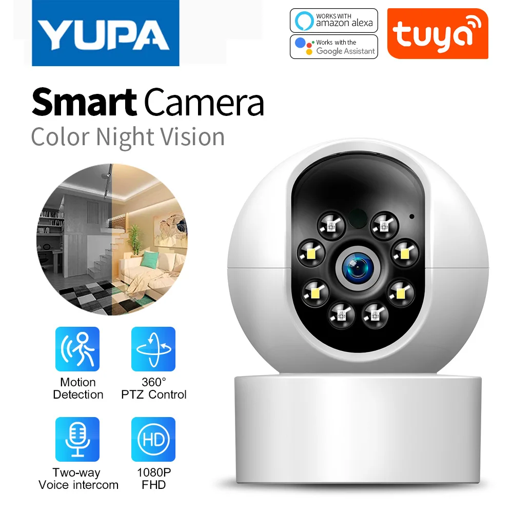 

YUPA 1080P IP Camera Wireless Home Security Camera Two-way Audio Surveillance Camera Wifi Full Color Night Vision CCTV Camera