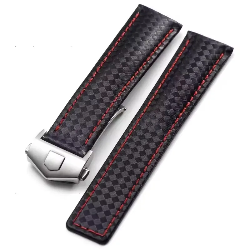 Фото Premium-Grade Genuine Calfskin Leather Watchband For Tag Heuer Aquaracer 300 CARRERA F1 Watch Strap Bracelet 20mm 22mm №5