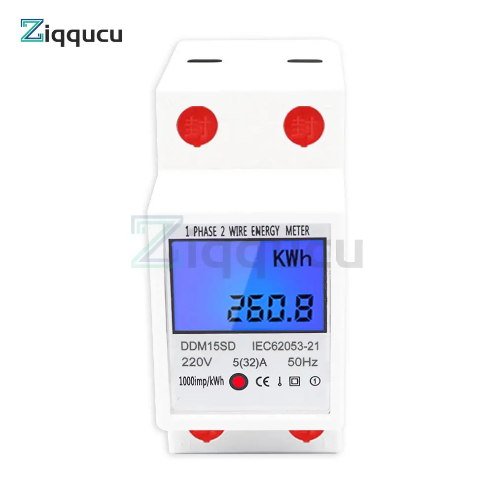 

Однофазный измеритель энергии на DIN-рейку, 17000 Вт, 5-80 А, 220 В, 50 Гц, электронный счетчик, кВтч с ЖК-дисплеем и подсветкой, цифровой дисплей DDM15SD