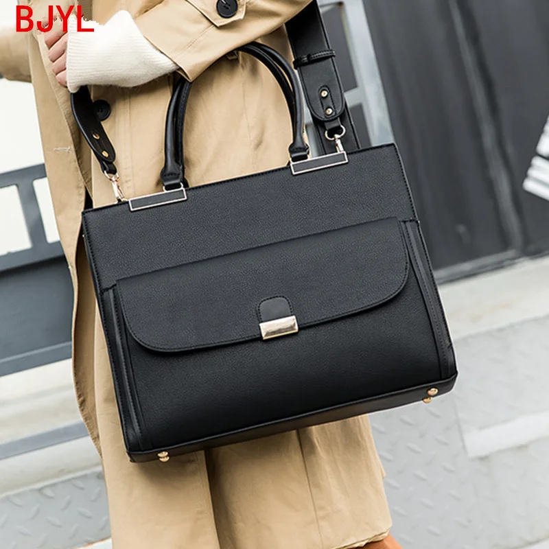

New Luxury Fashion Women Handbag Business Notebook Briefcase Laptop Bag Shoulder Slung Bag Female Official Document Tote Bags PU
