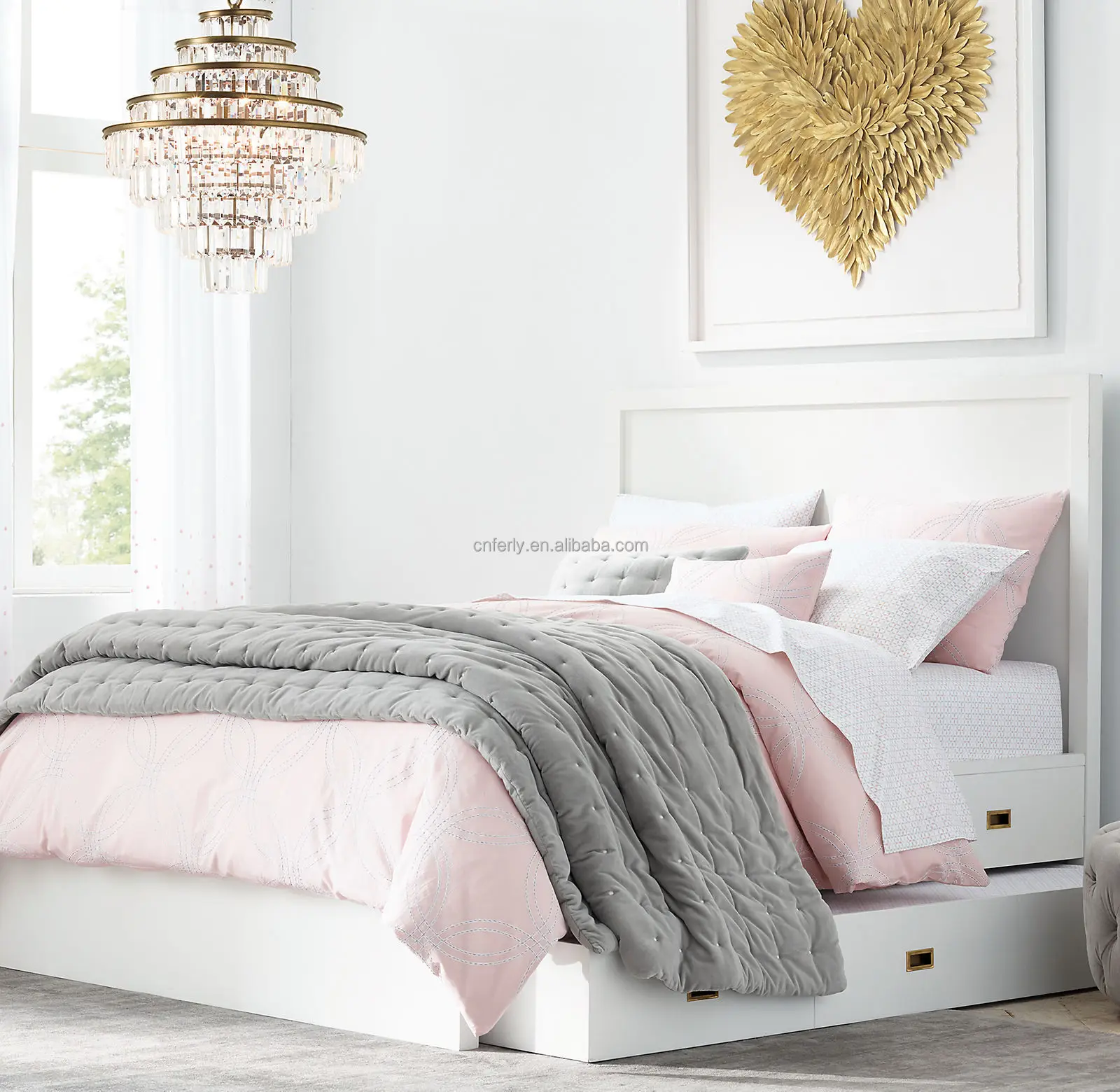 

Роскошный современный комплект мебели для спальни детская двухъярусная кровать с мягкой платформой кровать с укороченной дубовой детской кроватью
