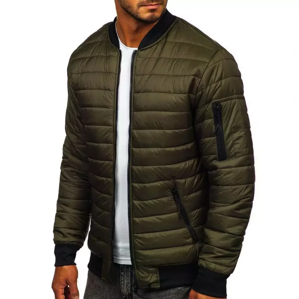 

Men's Jacket For New Year 2022 Zip-up Lightweight Solid Color Padded Thick Warm Winter Jacket for Daily Wear