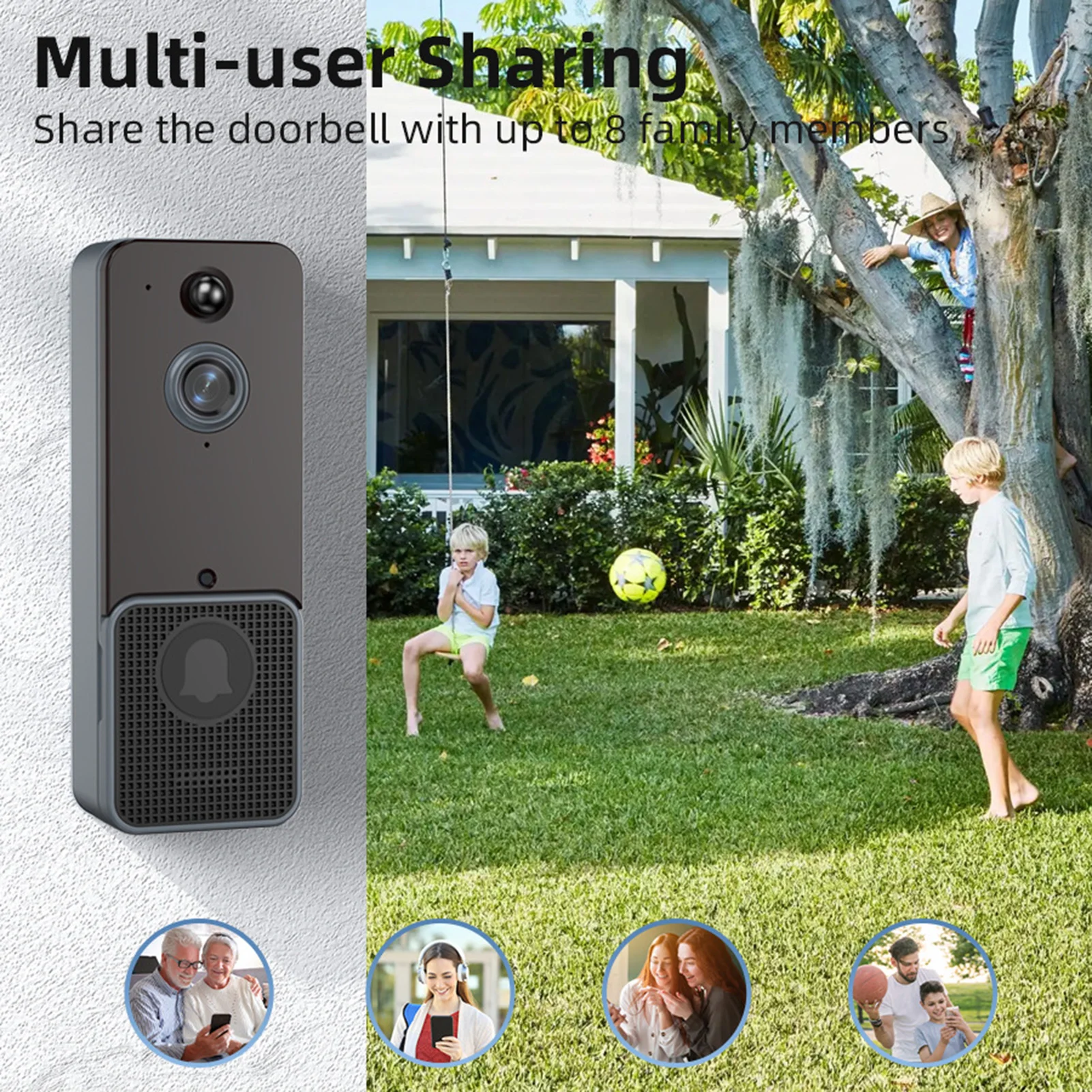 Smart Visual Video Intercom Wifi Button Doorbell Night Vision Outdoor Home Security 720p Monitor Wireless PIR Motion Detection