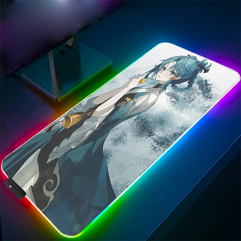 

Desktop Table Mat Cute Mouse Pad Gamer Gaming Pc Genshin Impact Computer Mousepad Xl Keyboards Accessories Deskpad Office Carpet