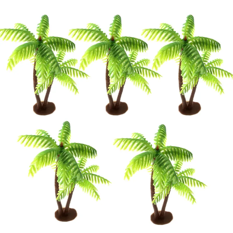 

5Pcs Mini Plastic Coconut Palm Tree Plant Craft Micro Landscape Aquarium Figurines & Miniatures Living Room Study Decor