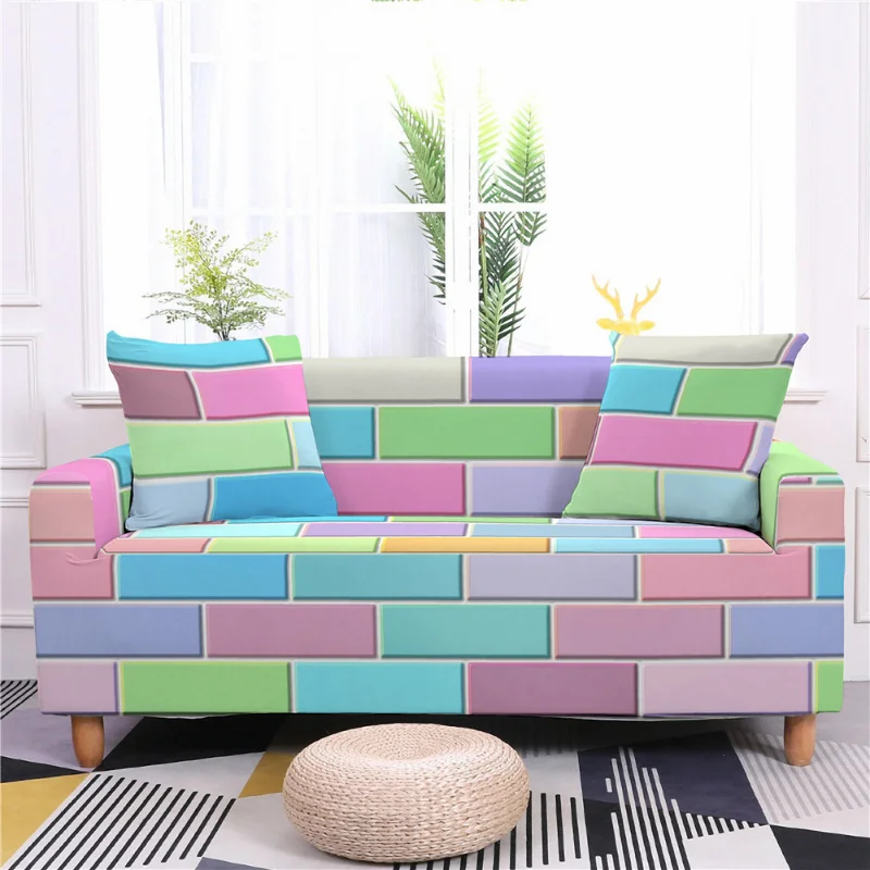 

Разноцветный эластичный чехол для дивана на 1/2/3/4 места с рисунком кирпича, полноразмерный чехол для дивана с принтом, чехол для гостиной, до...
