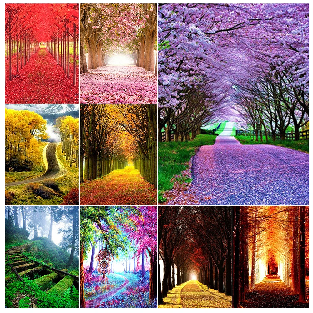 

Набор для алмазной вышивки 5D «сделай сам», картина из квадратных страз с мотивом пейзажа леса, мозаика, вышивка крестиком, домашний декор