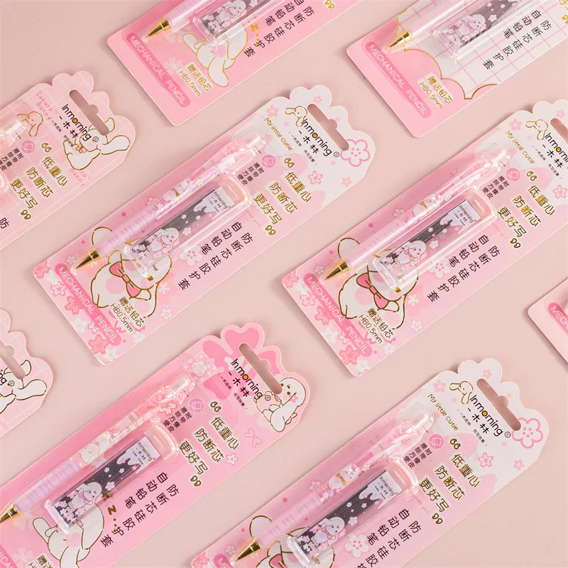 

Cherry Blossom Mechanical Pencil Set with Lead Cute Pencils Eraser Kawaii Stationery Press Pens School Office Writing Supplies