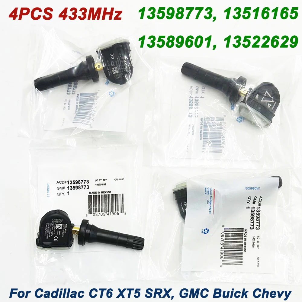 Датчик давления в шинах для Cadillac CT6 SRX Chevrolet Aveo Malibu Opel Antara Mokka TPMS 13598773 МГц 433 13516165 4 шт.