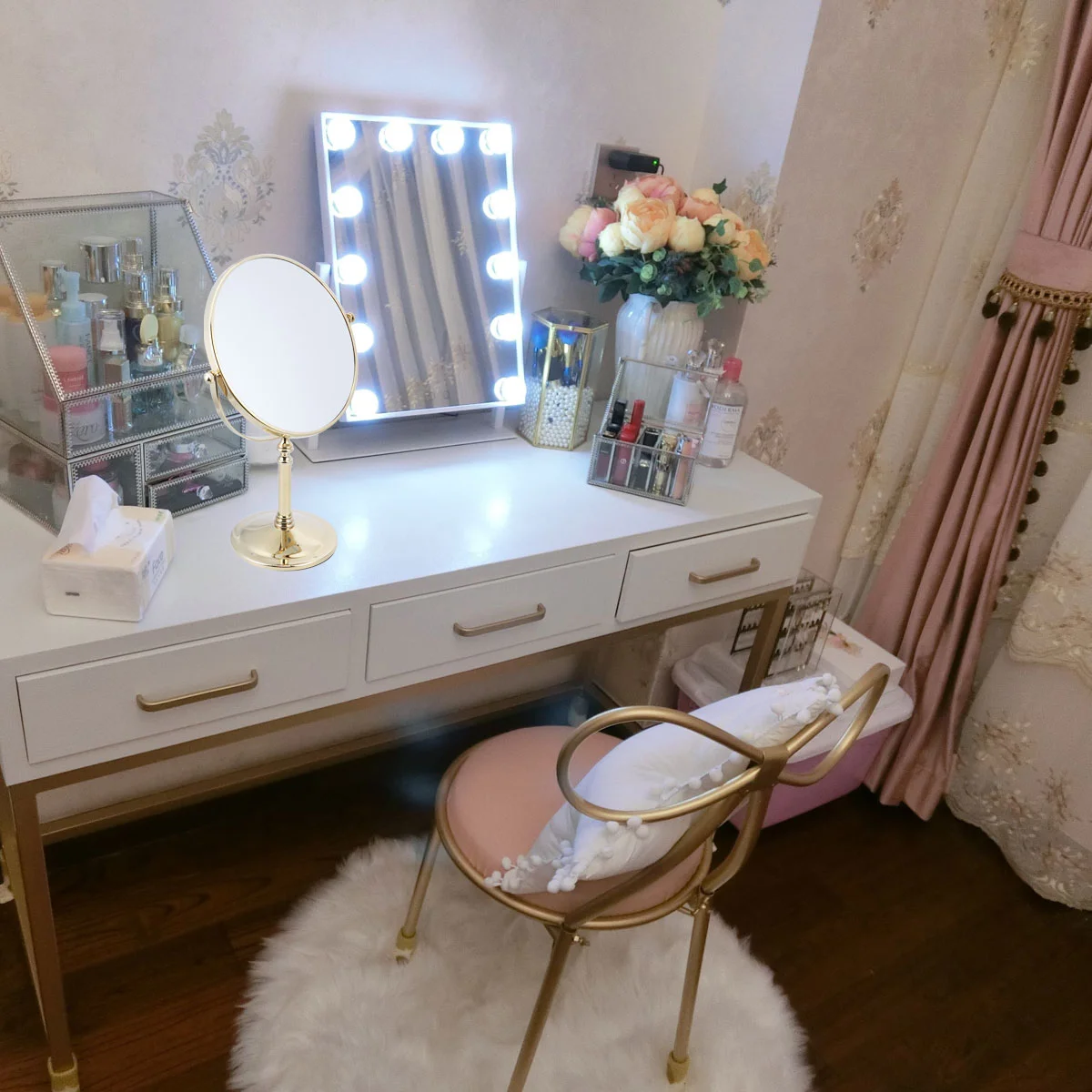 

Desktop Makeup Mirror, Double Side Mirror Magnification Tabletop Makeup Mirror ( 8 Inch 3 Times Magnification Silver )