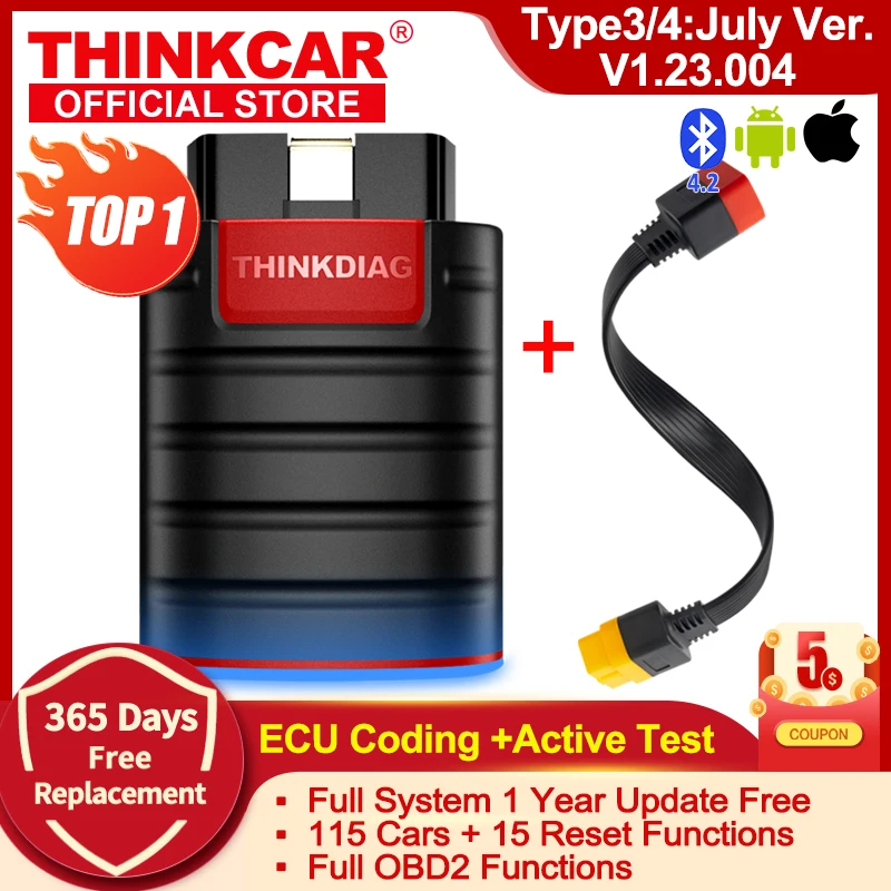 2022 THINKCAR Thinkdiag Old Version Full System all car 16 Reset Service 1 Year Free OBD2 Diagnostic Tool Active Test ECU Coding