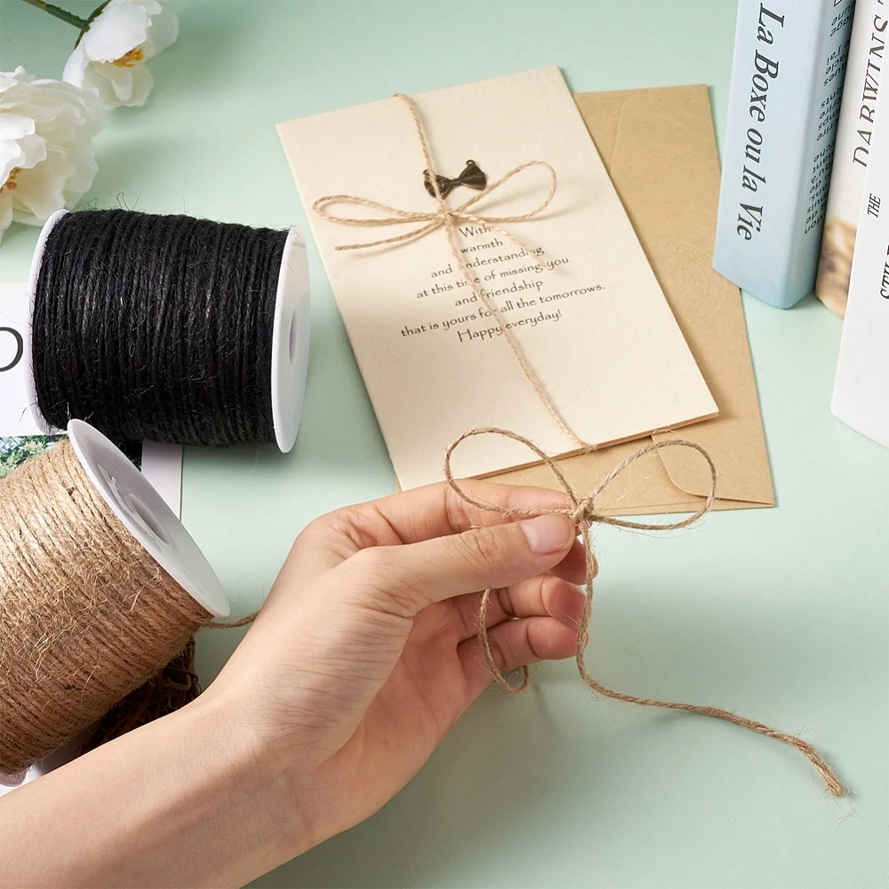 2Roll 2mm Jute Cord String Jute Twine 3-Ply for DIY Macrame Craft Wedding Home Decoration Burlap Ribbon Handwork Gift Wrapping