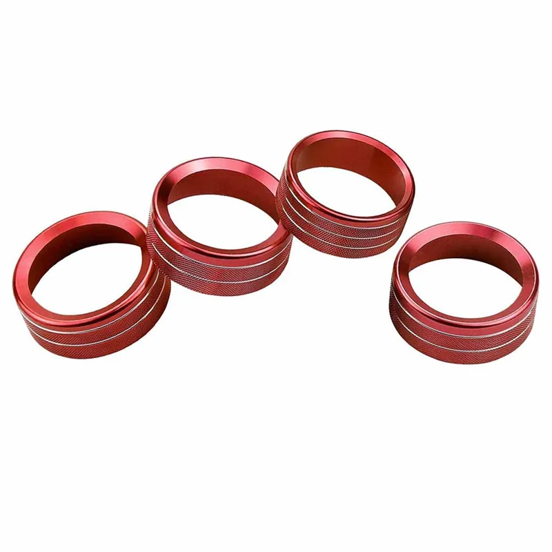 

Climate Volume Knobs Ring Air Conditioner Headlight Switch Trim Cover for Jeep Wrangler JL Gladiator JT 2018-2021, Red