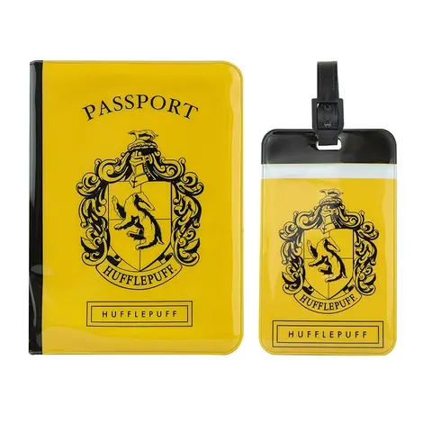 Дорожный набор Гарри Поттер - Пуффендуй (обложка для паспорта, бирка для чемодана)