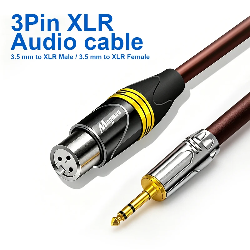 Фото Аудиокабель 3M 5M 10M 20M 30M 3.5 мм на XLR (гнездо), 3-контактный XLR-кабель (гнездо), XLR на 3.5 мм Mini Jack AUX аудиокабель №1