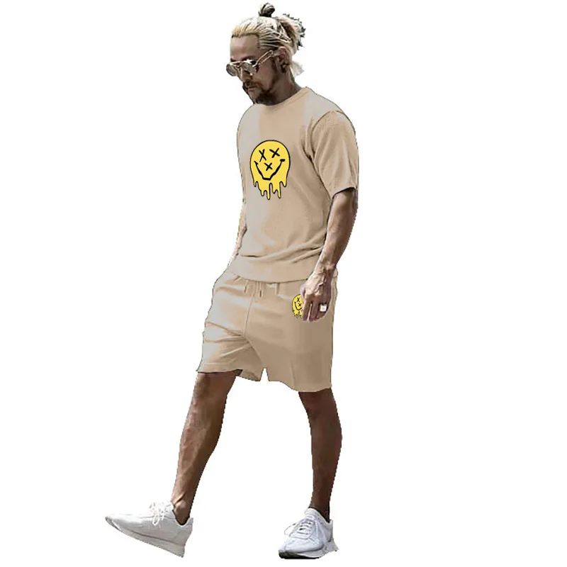 

Solid Color Men's Sportswear Suit 3D Print Short Sleeve Outfits T-shirt Shorts Set Oversized Clothing O Neck Tracksuit Male