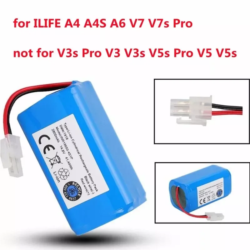 

14.8V 2600Mah 3500Mah Lithium Battery For 14.4V A4 A4s V7 A6 V7s Plus Robot Vacuum Cleaner Ilife 4S1P Full Capacity