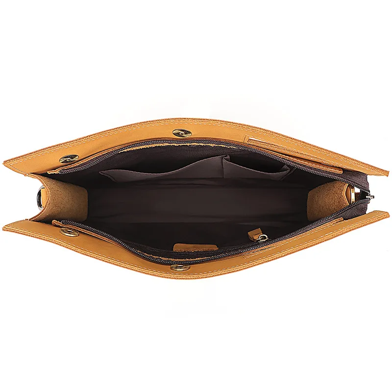 Real Crazy Horse Leather Briefcase Men Vintage Handbag Male Messenger Bags Portfolio Laptop Shoulder Bag Men Office Work Clutch