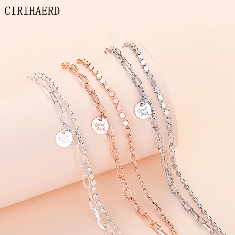 

Bracelet For Women Multicolor Double Layer Bead Chain Round Card "Good Luck" Bracelets Luxury Fashion Jewelry Personalized Gift
