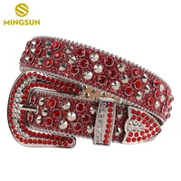 red diamond belt jeans bling large silver alloy buckle fashion designer belts for women high quality leather ceinture femme luxe