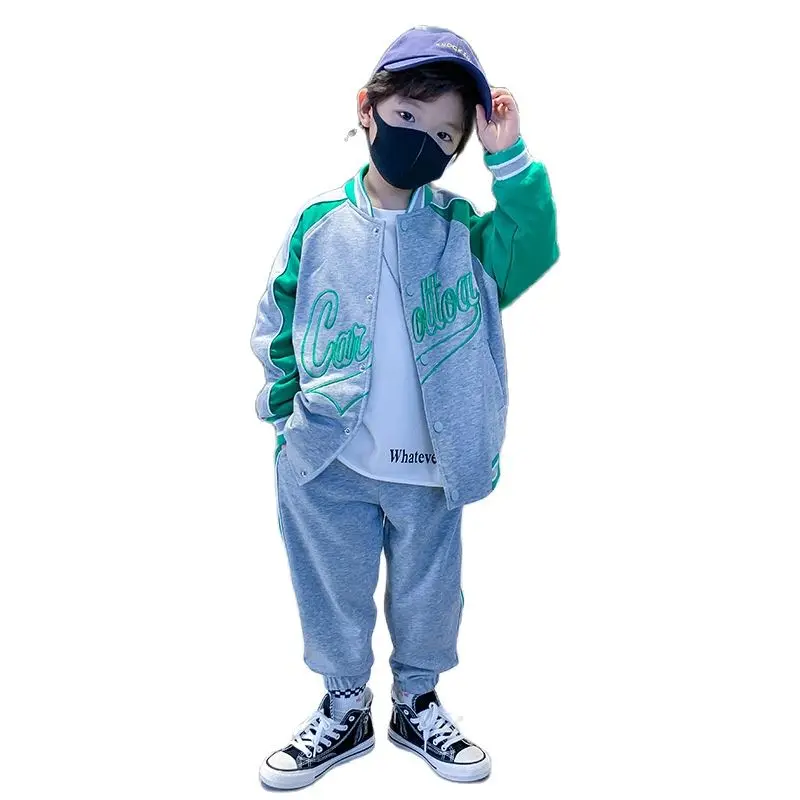 

Boys Spring Autumn Suits Fashion New Kids Sportswear Letter Print Patchwork Jacket + Pants 2pcs Casual Tops Outfits Set 4-14 Yrs