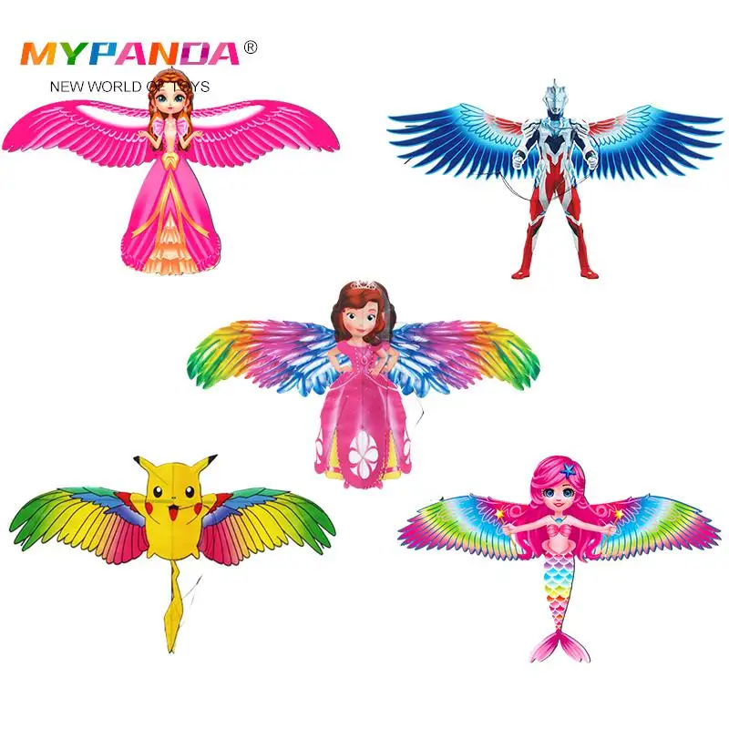 

Детский летающий воздушный змей с ручкой, мультяшная бабочка, Русалка, попугай, волшебный Орлан, детский летающий воздушный змей, уличные игрушки, 1 комплект