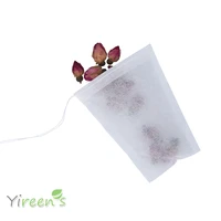 100pcs trapezoid disposable food grade filter paper tea bag with thread white color empty herbal infuders coffee pouches