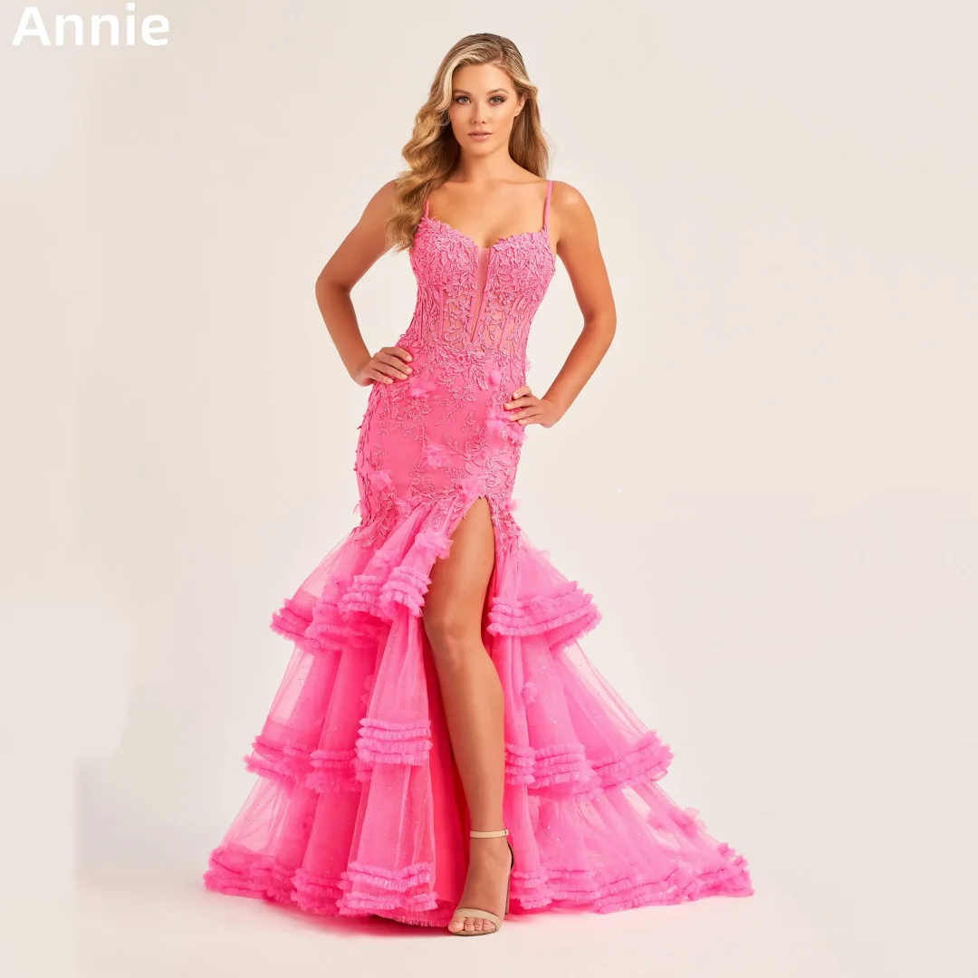 Розовое свадебное платье Annie с кружевной вышивкой 3D блестящее Тюлевое принцессы