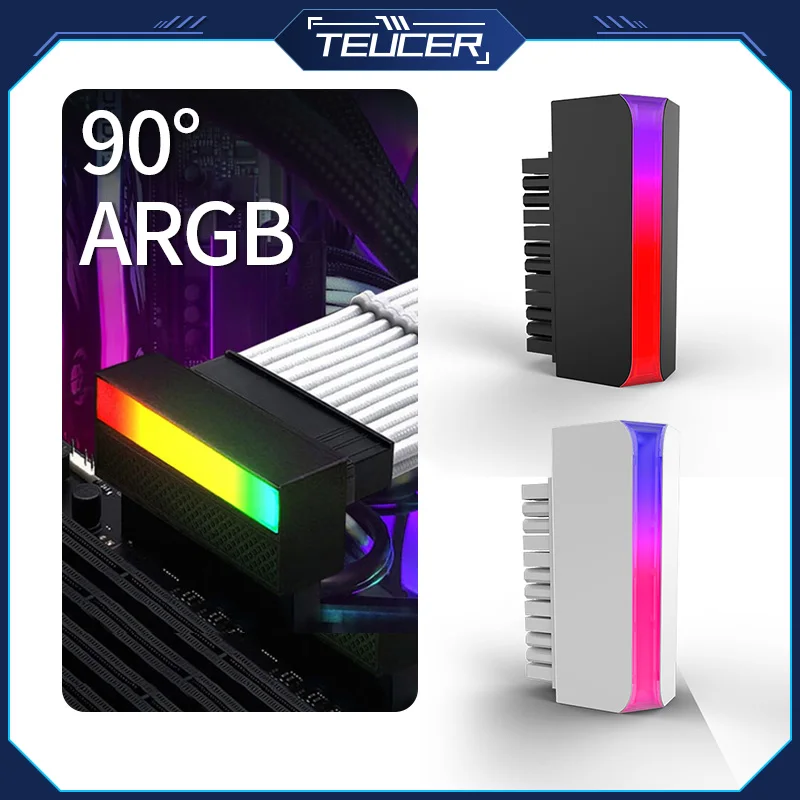 

TEUCER ATX AD-24 Pin ARGB Power Plug Adapter 90° Mainboard Motherboard Supply Cable Connectors Modular DIY Mounting Accessessory
