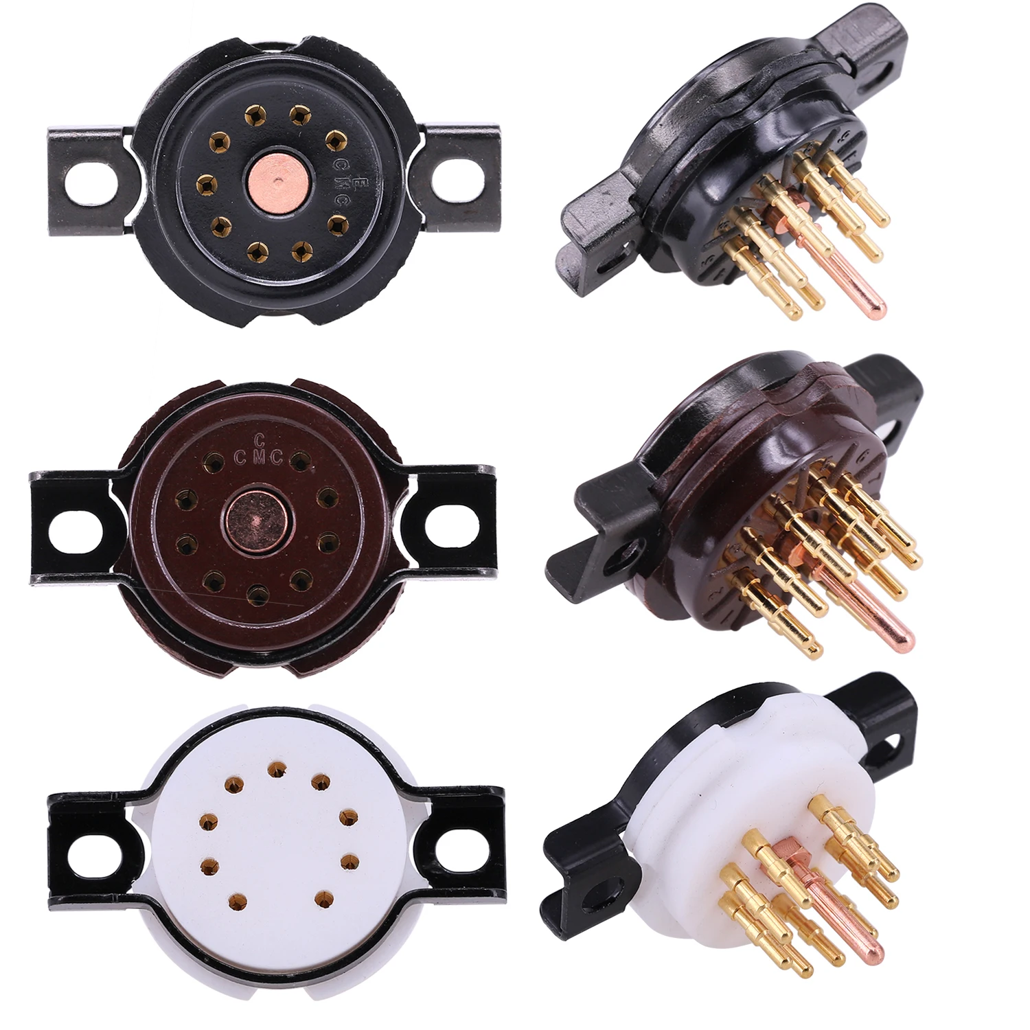 Трубчатый патрон из ПТФЭ/бакелитового позолоченного сплава для 12AU7 ECC82 E88CC 6922 EL84 12AX7 ECC83 трубчатый усилитель аудио HIFI