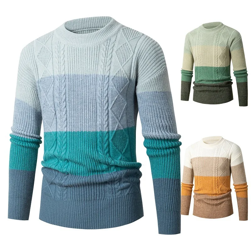 Свитер мужской пуловер 2023 Новогодняя одежда Полосатые свитера осень зима модные высококачественные теплые мужские Рождественские свитера