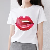 street trend t shirt womens round neck sexy lip series ladies all match commuter casual home xxs 3xl slim top short sleeves