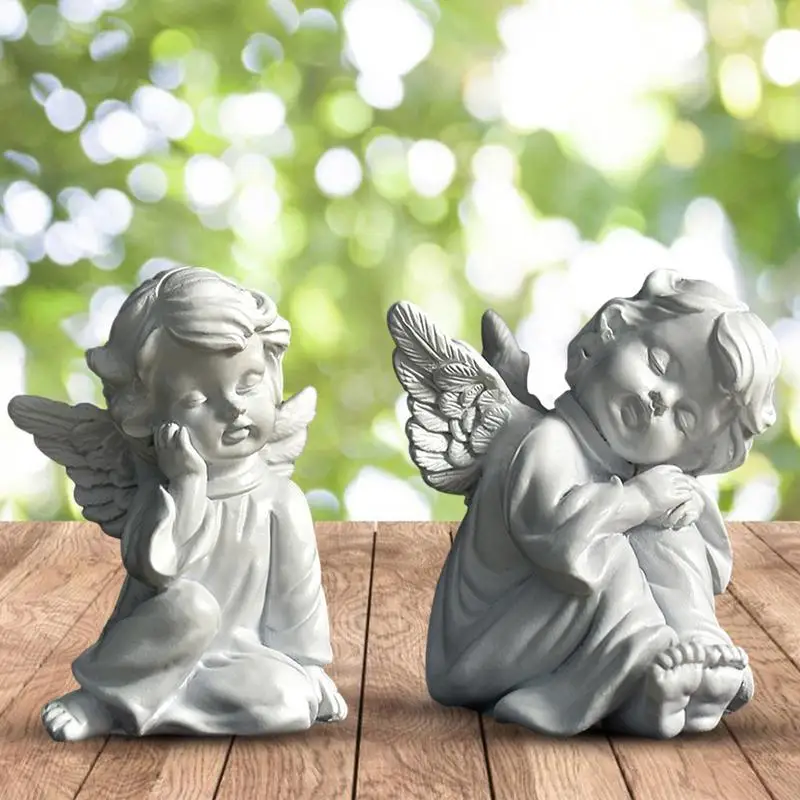 

Resin Angel Figure Unique Winged Angel Statue Home Garden Decoration Napping Angle Sculpture Decorative Bible Desktop Ornament