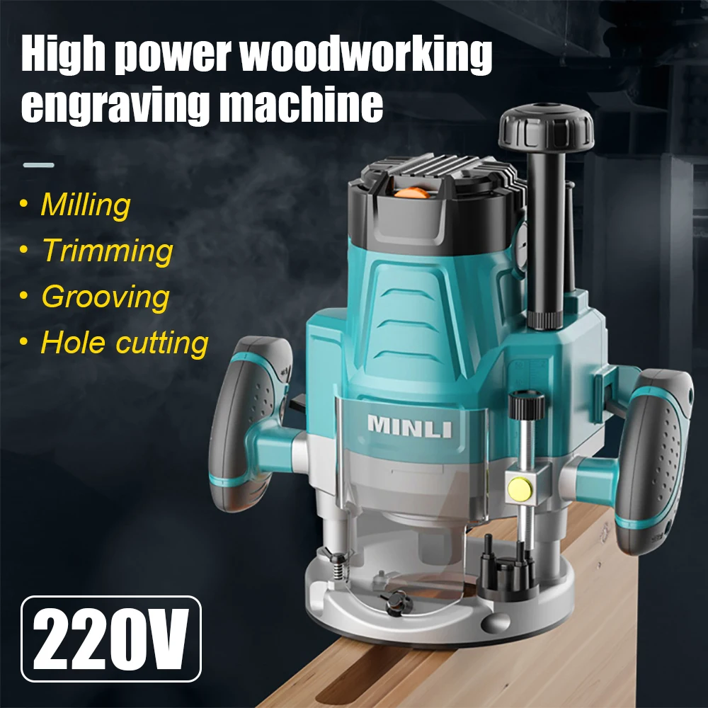 

220V 22000r/min Woodworking Carving Machine Electric Plunge Router 6 Gear Variable Speed Industrial Trimming Sotting Machine