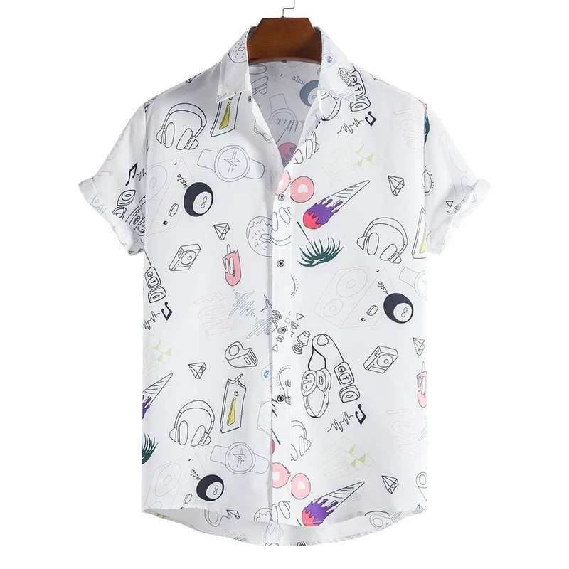 

Men Clothing 2022 New Hawaiian Print Short Sleeve Shirt Men Beach Men Fashion Shirt Camisas Para Hombre