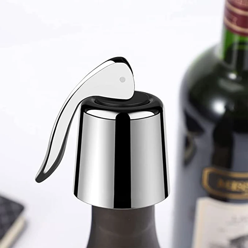 

Stainless Steel Champagne Wine Bottle Stopper Reusable Leakproof Silicone Beverage Bottle Sealer Wine Fresh Saver Barware Tool