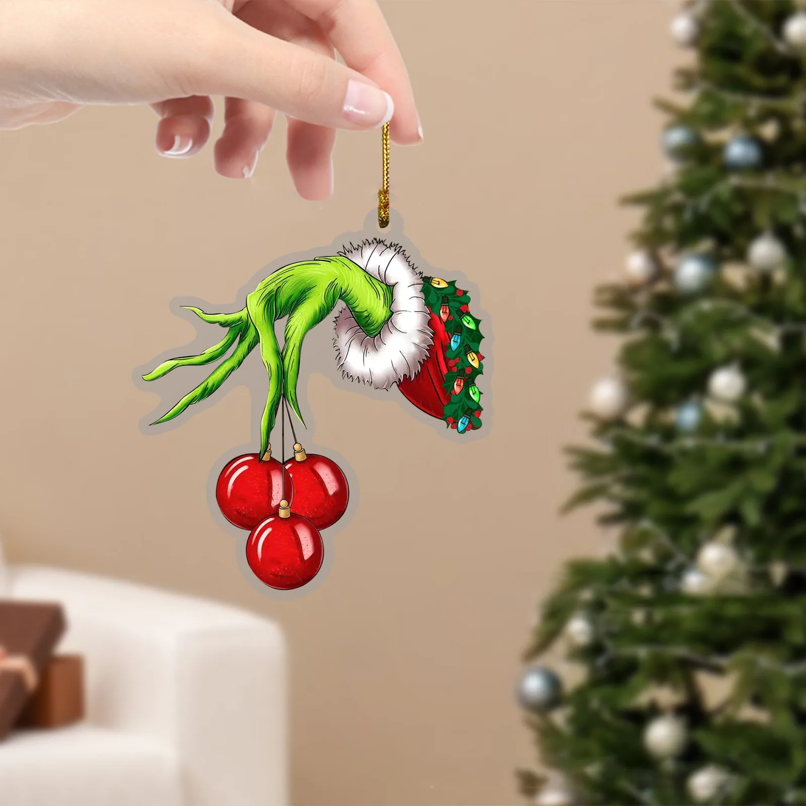 2d акриловая подвеска для рождественской елки ручной работы автомобиля
