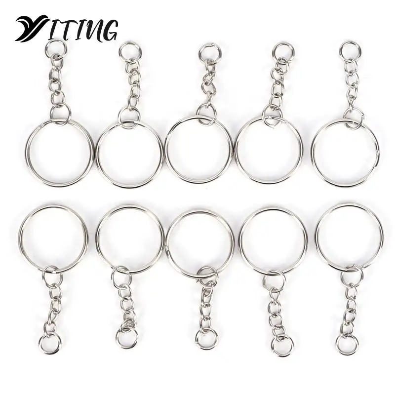 

Новый 50 шт полированный цвет 25 мм Брелок Сплит кольцо с короткой цепью брелоки для женщин и мужчин DIY брелоки цепочки, аксессуары