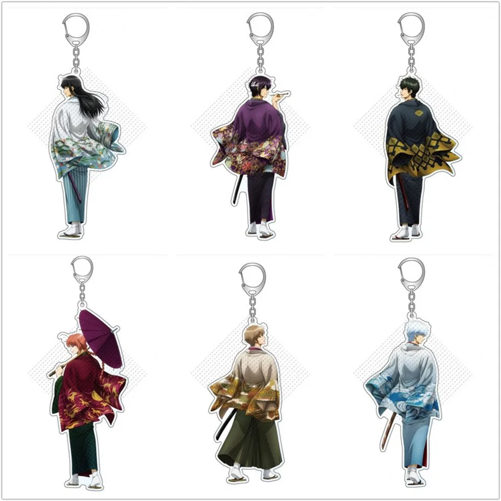 Hijikata Kamui Katsura Takasugi Okita Gintoki Anime Gin Tama GINTAMA Keychain Doll Acrylic Keyring Pendant for Gift