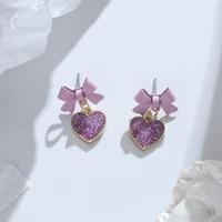earrings fashion jewelry 2021 stainless steel earrings ladies korean fashion temperament sweet bow fresh frosted love earrings