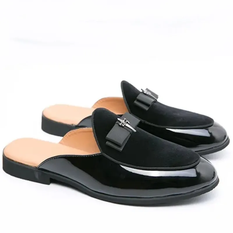 

Benboy Fashion retro trend Muller shoes Casual leather half slippers Baotou feet lazy slippers 38-47