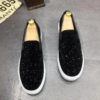 2022 cyber celebrity style kwai small leather shoes trendy unique peas shoes slip on all match diamond mens shoes