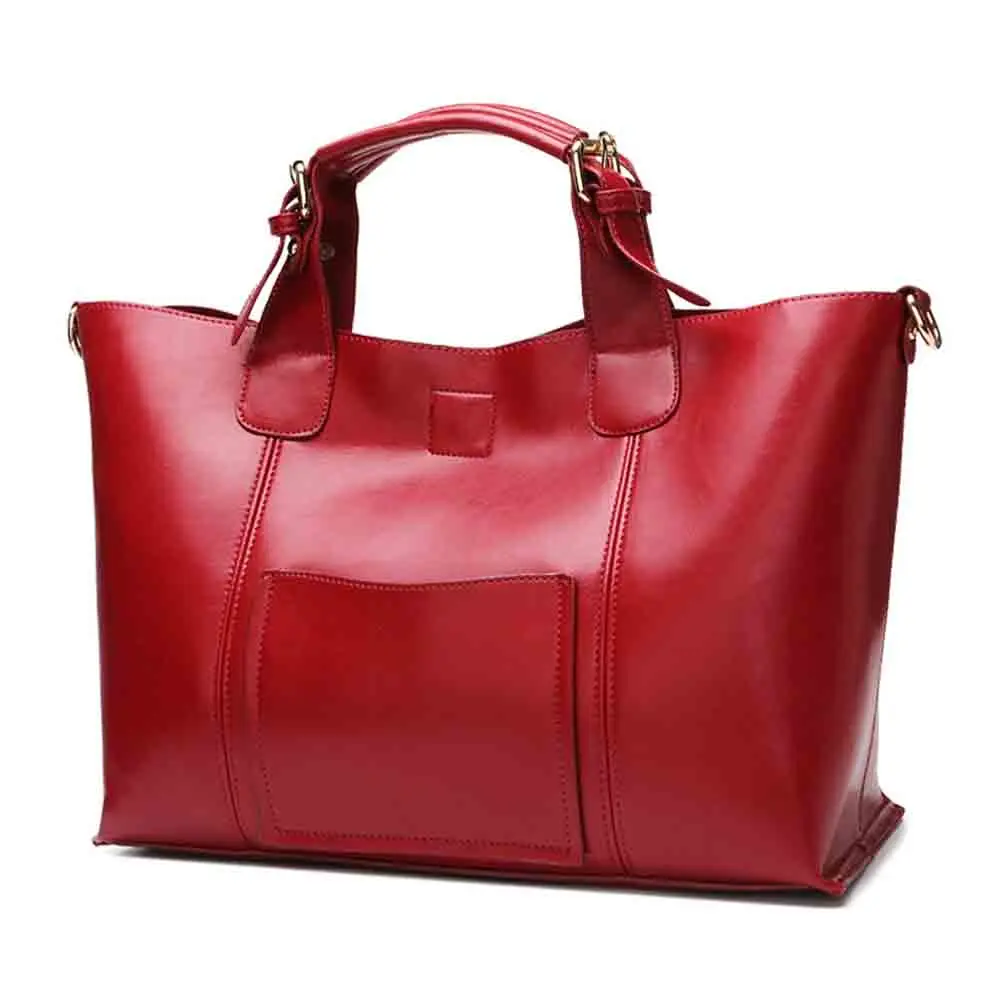 

MS Oversized Genuine Leather Women Tote Bag Roomy Cowhide Female Shopper Bag Luxury Designer Handbag Travel Purses Red 2022 New