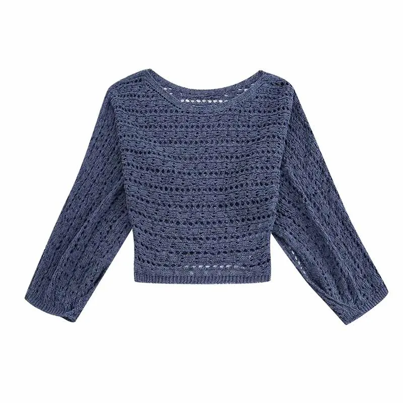 

Женская Повседневная накидка, летний вязаный Топ, короткий свободный джемпер с вырезами, пуловер, новинка 2023