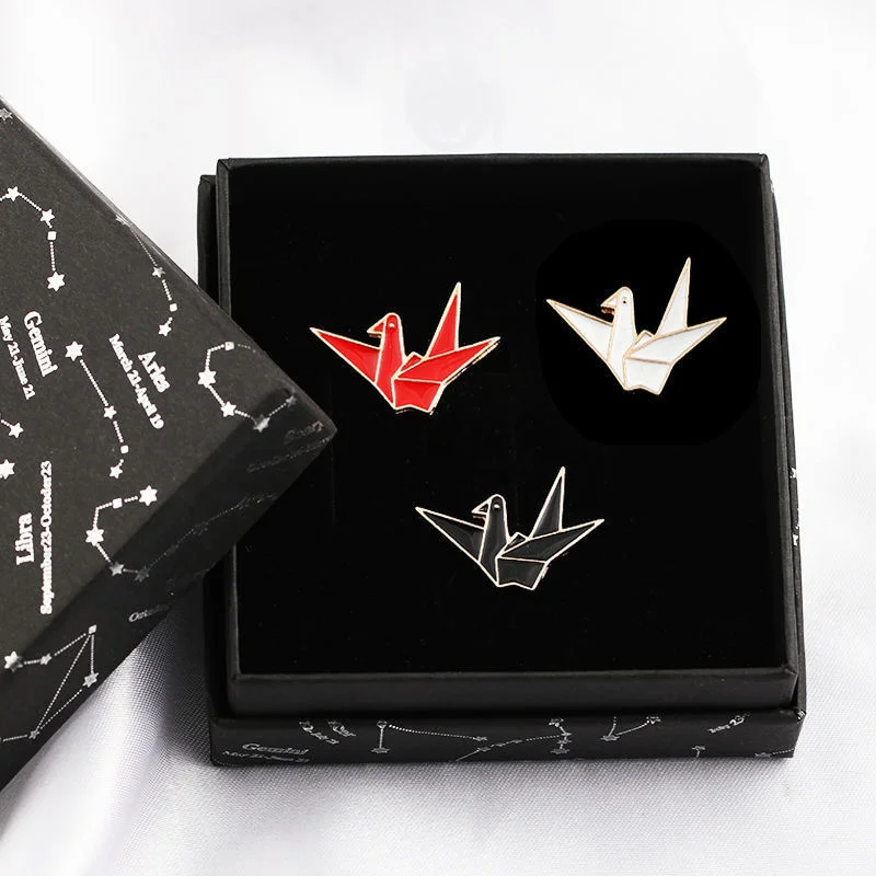 

3D Thousand Paper Cranes Brooch Clothes Hat Backpack Accessories Blessing Pendant Three-dimensional Flowers Pin Decorations