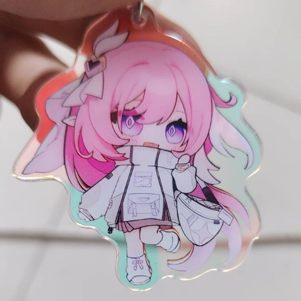 Фото Брелок для ключей Honkai Impact 3 Elysia, акриловый брелок-подвеска с лазерной гравировкой, аксессуар для сумки, украшение, реквизит №5