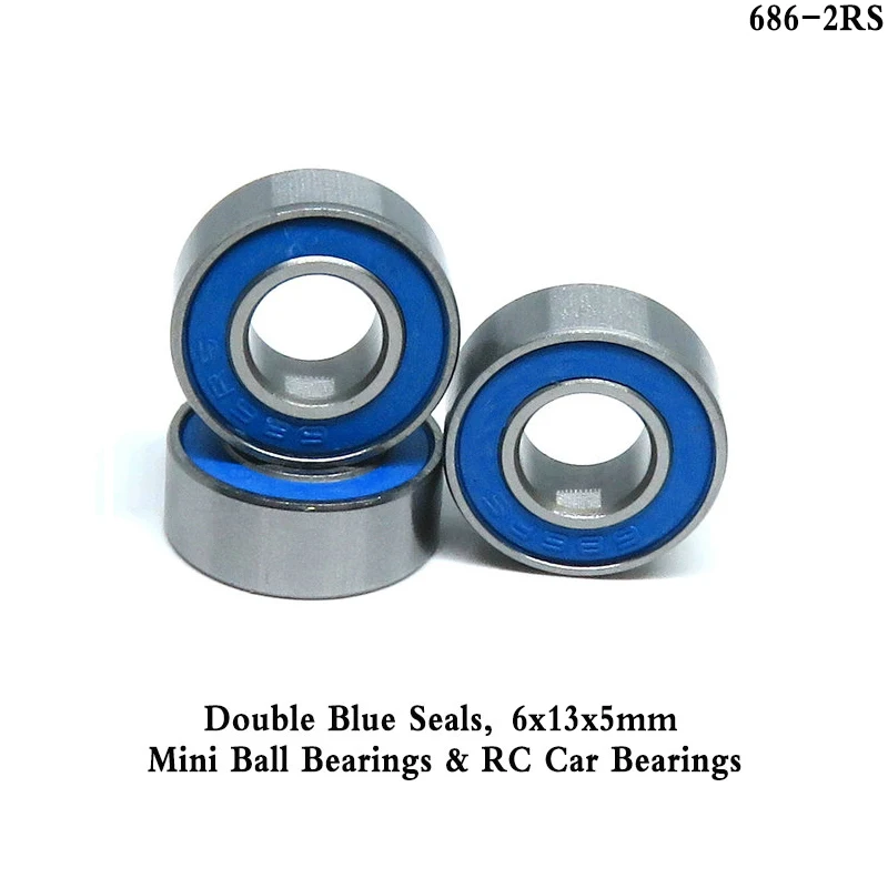 1pcs 686 2RS 6x13x5 ABEC3 Miniature Ball Bearing 686RS 6 13 5 RC Car Bearings 6*13*5 mm 687 688 6700 6701 2RS Blue Seal Bearing