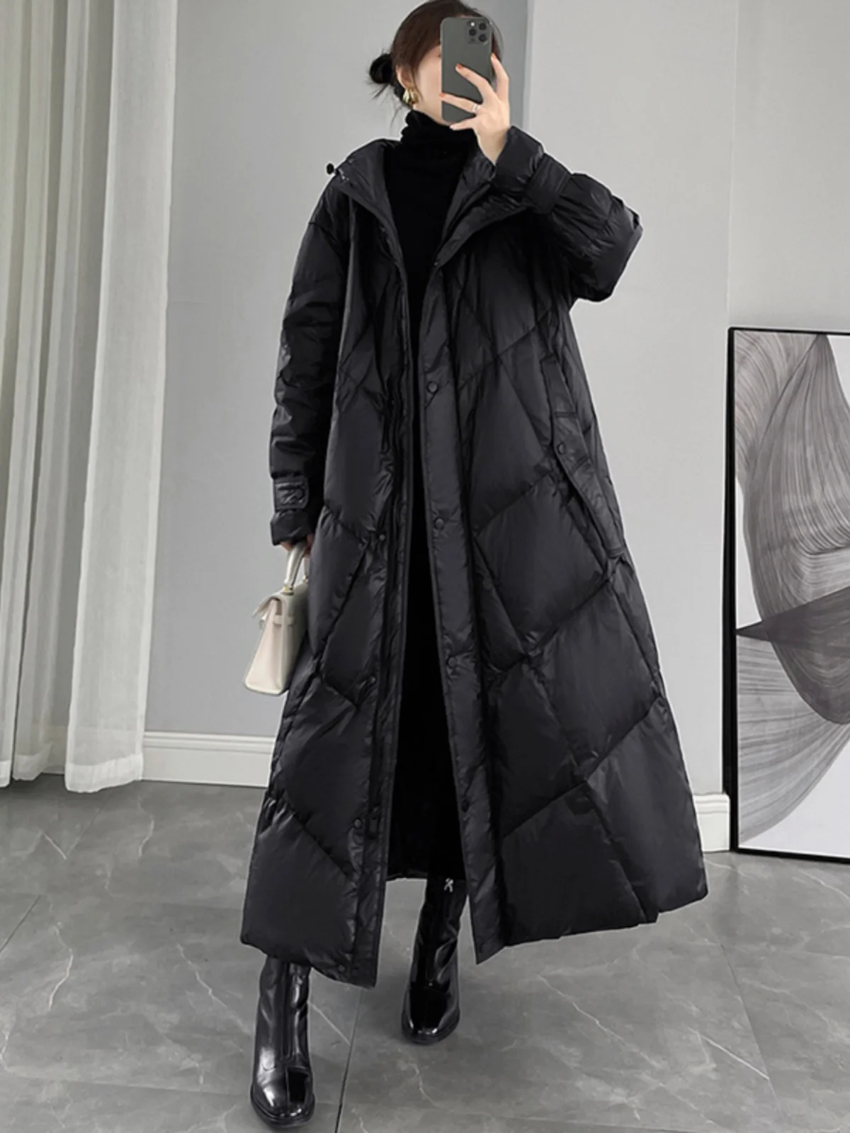 Новинка 2024 зимняя удлиненная пуховая куртка одежда с хлопковой подкладкой
