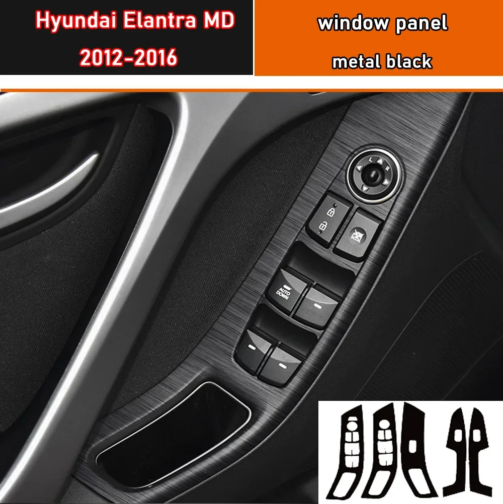 

Стайлинг автомобиля, черная карбоновая наклейка, кнопка подъема окна автомобиля, панель переключателя, накладка, наклейка, 4 шт./компл. для Hyundai Elantra MD 2012-2016